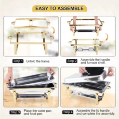 Chafing Dishes For Buffet ,8 Qt Stainless Steel Chafers And Buffet Warmers Sets With Lid, Rectangle Serving Food Warmer Catering Supplies Buffet -Furniture GUEST eba46f9c 6a88 4311 8614 ded4faffc8c1