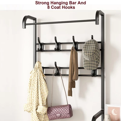 3-in-1 Hall Tree Coat Rack With Shoe Storage And Drawer, Heavy-Duty Steel Frame Entryway Bench, Multifunctional Mudroom Organizer 8 3-in-1 Hall Tree Coat Rack With Shoe Storage And Drawer, Heavy-Duty Steel Frame Entryway Bench, Multifunctional Mudroom Organizer - Image 6