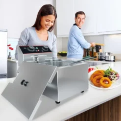 Dual-Tank Commercial Deep Fryer, Stainless Steel Countertop Fryer Machine With Baskets And Lids -Furniture GUEST ecaaefb4 6d37 4d83 bcd9 540a964a7fc9
