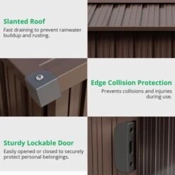 TROPOW 8x12 FT Outdoor Storage Shed, Metal Garden Shed With Lockable Door,and Sloped Roof, Utility Metal Tool Storage Sheds For Backyard, Brown 11 TROPOW 8x12 FT Outdoor Storage Shed, Metal Garden Shed With Lockable Door,and Sloped Roof, Utility Metal Tool Storage Sheds For Backyard, Brown -Furniture GUEST ecddb61b b5ec 4e11 b424 286b4ff861ee