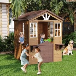 Wooden Play House For Kids, Wooden Play House Outdoor Cottage, Cedar Woodens Kids Playhouse Cottage, Toddler Outdoor Playhouse Vinyl Roof With Kitchen -Furniture GUEST ed04c289 4e4f 42d6 821c 0187b4de36b1