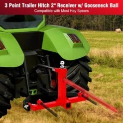 3 Point Gooseneck Trailer Hitch With 2 Inch Receivers For Cat1, 3000lbs Capacity 3 Point Quick Hitch Attachment