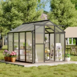 Greenhouse For Outdoors, Polycarbonate Greenhouses With Quick Setup, Aluminum Frame And Roof Vent, Lockable Door 15 Greenhouse For Outdoors, Polycarbonate Greenhouses With Quick Setup, Aluminum Frame And Roof Vent, Lockable Door -Furniture GUEST ed234af8 0136 4bd2 8e68 e9baa2ac18df