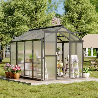 Greenhouse For Outdoors, Polycarbonate Greenhouses With Quick Setup, Aluminum Frame And Roof Vent, Lockable Door 9 Greenhouse For Outdoors, Polycarbonate Greenhouses With Quick Setup, Aluminum Frame And Roof Vent, Lockable Door - Image 7