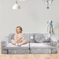 Modular Kids Couch For Toddler Playroom, Bedroom Imaginative Furniture, Kids Sofa For Playing, Sleeping, Toddler Girls And Boys, Grey -Furniture GUEST edb26d94 9220 43b9 9945 2ef9a83c2758