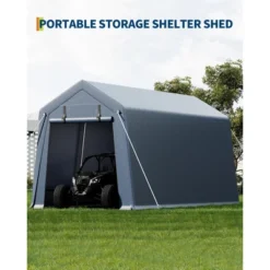 10'*15' Outdoor Storage Shed, Heavy Duty Carport With Roll-Up Door-Waterproof Portable Garage For Motorcycle, Tools, All-Weather Protection.gray 17 10'*15' Outdoor Storage Shed, Heavy Duty Carport With Roll-Up Door-Waterproof Portable Garage For Motorcycle, Tools, All-Weather Protection.gray -Furniture GUEST edd1e209 0825 48d5 9a64 f83ed85dbcaa