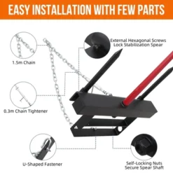 TROPOW Heavy-Duty Bale Spear Attachment (4000LB Capacity),Red/Black Quick-Attach Fork With 2x17.5" Stabilizers For Bobcat &Skid Steer Loaders -Furniture GUEST edfe0586 bb35 45dc 9451 65ca13b07798