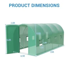 Outdoor Greenhouse - Walk-In Tunnel With 8 Mesh Vents, Swing Door & Roll-Up Door, Reinforced Galvanized Steel Frame & Durable PE Cover -Furniture GUEST ee2af687 e55c 4fdf 928e b51b51904069