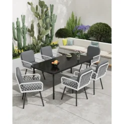 TROPOW Patio Dining Chairs With 5mm Rattan & Cushions, 2-Piece Outdoor Chairs Set, Stackable Wicker Chairs With Metal Frame For Garden -Furniture GUEST ee4f73bf f697 41e7 bb63 00195a7d04d6