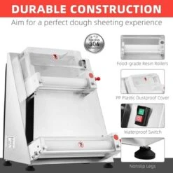Pizza Dough Roller, Commercial Dough Sheeter - 370W Dual-Roller Electric Stainless Steel, Max 16'' Pasta Maker Compatible -Furniture GUEST ee5a2f92 c6dc 40e3 baab a7c7f6cc126b