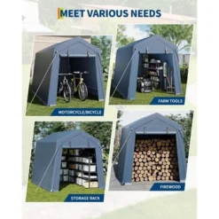 10'*15' Outdoor Storage Shed, Heavy Duty Carport With Roll-Up Door-Waterproof Portable Garage For Motorcycle, Tools, All-Weather Protection.gray 14 10'*15' Outdoor Storage Shed, Heavy Duty Carport With Roll-Up Door-Waterproof Portable Garage For Motorcycle, Tools, All-Weather Protection.gray -Furniture GUEST eecd53d5 af17 4c4d a0df 08e10b96a951