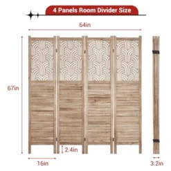TROPOW 4 Panel Wooden Room Dividers, 67 In Tall Folding Portable Partition Privacy Screen, Free Assembled Freestanding Partition, Separators Divider 14 TROPOW 4 Panel Wooden Room Dividers, 67 In Tall Folding Portable Partition Privacy Screen, Free Assembled Freestanding Partition, Separators Divider -Furniture GUEST eede2a6a 7e51 4213 9a9e 73d79d53939e