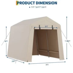 Storage Shed, Portable Garage 7'x10' Outdoor - Waterproof UV-Resistant With 2 Roll-Up Zipper Doors, Anti-Snow Shelter -Furniture GUEST ef9b559d ef19 4b5a 96b5 c0fd632776fc