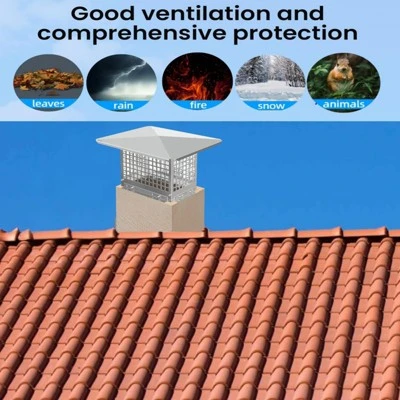 Chimney Cap, 12x12 Inches Square Stainless Steel Chimney Cover - Adjustable Bottom, Mesh For Clay Flue (Silver) 3 Chimney Cap, 12x12 Inches Square Stainless Steel Chimney Cover - Adjustable Bottom, Mesh For Clay Flue (Silver)