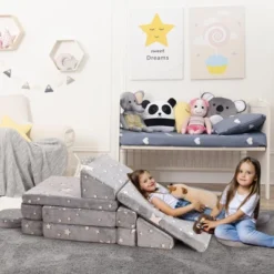 Modular Kids Couch For Toddler Playroom, Bedroom Imaginative Furniture, Kids Sofa For Playing, Sleeping, Toddler Girls And Boys, Grey -Furniture GUEST f15aa026 03e4 48ce a2ed 3d66157d1633