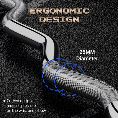 Olympic EZ Curl Barbell Bar, 47" EZ Curl Bar For Weight Lifting, Biceps, Triceps, Back/Leg Muscle Group Exercise (500lb Weight Capacity) 5 Olympic EZ Curl Barbell Bar, 47" EZ Curl Bar For Weight Lifting, Biceps, Triceps, Back/Leg Muscle Group Exercise (500lb Weight Capacity) - Image 3