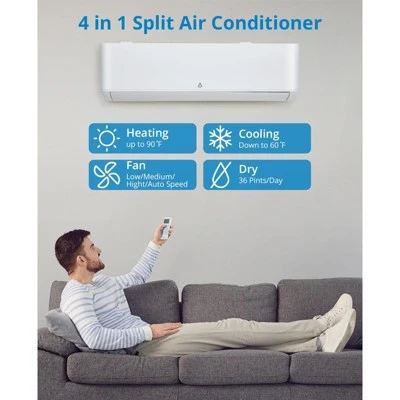 9,000 BTU Mini Split AC/Heating System, Split Air Conditioner & Heater, 23 SEER2 / 115V, Cools Rooms Up To 500 Sq. Ft., White 5 9,000 BTU Mini Split AC/Heating System, Split Air Conditioner & Heater, 23 SEER2 / 115V, Cools Rooms Up To 500 Sq. Ft., White - Image 3