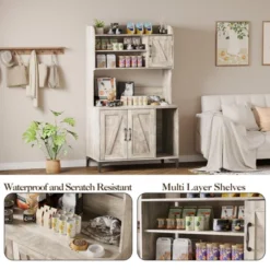 Large Cat Litter Box Enclosure Furniture - Farmhouse Style Pet House With 3 Open Shelves, Storage Cabinet - Modern Wood End Table For Bedroom -Furniture GUEST f1f5b176 0a74 4c98 88cd 0e59dd81eb95