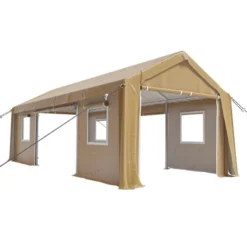 Portable Garage, Carport Canopy - 12x20 FT Heavy Duty Waterproof Shelter With 6 Doors, All-Season For Trucks, Boats & Storage (Earth Yellow) -Furniture GUEST f27a75e3 3ea4 4b89 98e6 35b083e957a6