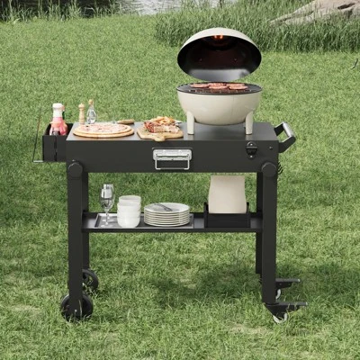 38 X 18 Inch Outdoor Grill Table With Wheels, BBQ Cart For Blackstone Griddle & Weber, Portable Kitchen Prep Station For Camping, Foldable Design 8 38 X 18 Inch Outdoor Grill Table With Wheels, BBQ Cart For Blackstone Griddle & Weber, Portable Kitchen Prep Station For Camping, Foldable Design - Image 6