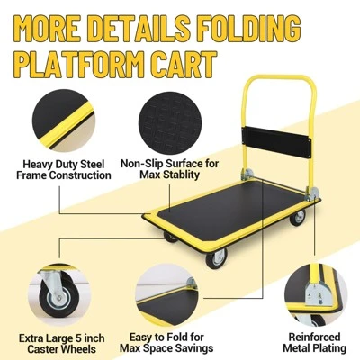 Hand Truck, Heavy Duty Moving Platform With 36¡Á24 Inch A3 Steel Deck - 4 Caster Wheels For Easy Maneuvering 4 Hand Truck, Heavy Duty Moving Platform With 36¡Á24 Inch A3 Steel Deck - 4 Caster Wheels For Easy Maneuvering - Image 2