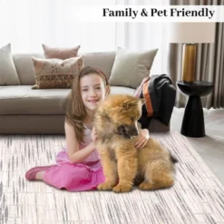 8x10 Rugs Non-Slip ¨C Modern Boho Abstract Area Rug Stain-Resistant Low Pile Carpet | Machine Washable Ivory Accent Rug With TPR Backing -Furniture GUEST f342ed8a 13c0 4c54 a947 1bea3e0eb9d9