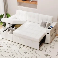Sofa Bed, 84 Inch Sleeper Sofa With Pull Out Bed And Charging Ports, L Shaped Couches For Living Room With 2 Storage Armrests And 2 Cup Holders 23 Sofa Bed, 84 Inch Sleeper Sofa With Pull Out Bed And Charging Ports, L Shaped Couches For Living Room With 2 Storage Armrests And 2 Cup Holders -Furniture GUEST f37f183f 9304 436f 9d18 74d1a10332d3
