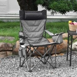Oversized Padded Camping Chairs, Hevy Duty Folding Camp Chair - Comfortable Camping Chair With High Back & Pillow, 1 Pack -Furniture GUEST f3c6d166 f049 40b2 bab4 75fc13cdd9d9