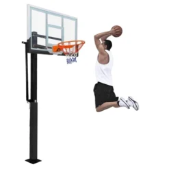 55" Outdoor Basketball Hoop System, Tempered Glass Shatterproof Backboard, 8-10Ft Quick Height Adjustment -Furniture GUEST f43cf0d2 6782 4682 9504 0abfd83dc6a8