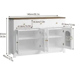 55Inch Large Sideboard Buffet Storage Cabinet With 3 Drawer And 4 Doors Wood Coffee Bar Buffet Table 9 55Inch Large Sideboard Buffet Storage Cabinet With 3 Drawer And 4 Doors Wood Coffee Bar Buffet Table -Furniture GUEST f52b3287 649f 4d90 82c4 dd979f49b4d6