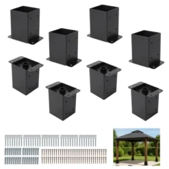 Post Base, Deck Brackets 4 Pack Heavy Duty Steel - Rust-Resistant Post Anchors With Hardware Kit For Fence, Deck, Gazebo -Furniture GUEST f55cc805 07d0 4e8c 9b32 086dfdca7453