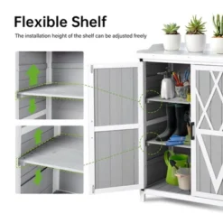 Outdoor Storage Cabinet, Potting Bench - Waterproof Wooden Garden Work Station With Galvanized Tabletop, Adjustable Shelves For Backyard/Patio/Lawn -Furniture GUEST f58f712e 3f5d 417d 9be8 958dd5a58126