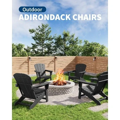 Outdoor Adirondack Chairs, HDPE Plastic Patio Chairs For All Weather, Weather-Resistant Fire Pit Chair With Wide Armrests & Slatted Back 9 Outdoor Adirondack Chairs, HDPE Plastic Patio Chairs For All Weather, Weather-Resistant Fire Pit Chair With Wide Armrests & Slatted Back - Image 7