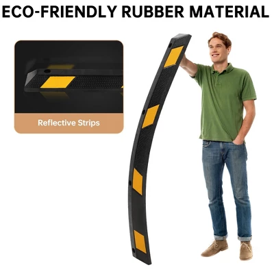 Parking Stoppers, 2 Pack 72'' Garage Wheel Stoppers - Heavy Duty Rubber Curb With Reflective Stripe, Installation Kit For Cars Trucks 6 Parking Stoppers, 2 Pack 72'' Garage Wheel Stoppers - Heavy Duty Rubber Curb With Reflective Stripe, Installation Kit For Cars Trucks - Image 4