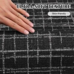 Non Slip Kitchen Rugs 8x10 Modern Black Low Pile Area Rug With Border, Stain-Resistant -Furniture GUEST f751a866 221b 4708 aeb7 68e58aefc1f5