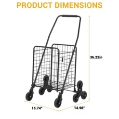 Utility Cart, Heavy Duty 110LB Capacity Folding Cart - Stair-Climbing 360¡ã Wheels For Groceries/Laundry/Multi-Floor Transport