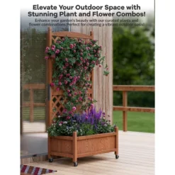 Raised Garden Bed With Trellis And Wheels Vertical Horticulture Trellis Planter With Drainage Holes -Furniture GUEST f86561bf 72fc 4c07 a8b5 0c1aba527e09