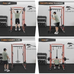 Multi-Functional Strength Training Squat Rack, LAT Pull Down System, Home Gym Equipment With 23 Attachments