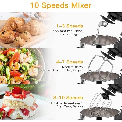 660W 7.5QT Stand Mixer - 10 Speed Tilt-Head Electric Mixer For Kitchen 7 660W 7.5QT Stand Mixer - 10 Speed Tilt-Head Electric Mixer For Kitchen - Image 5