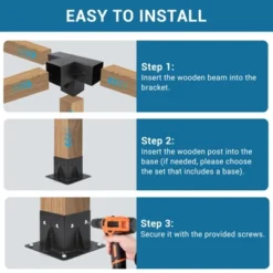 Pergola Brackets, 6''x6'' Pergola Kits - 4-Way Heavy Duty Corner Brackets For Wood Beams, Easy Assembly For Gazebos Patio Log Cabins -Furniture GUEST f88ec015 3cb6 46bf 8c61 e193990a0366