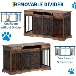 63'' Extra Large Double Dog Crate With Removable Divider, Heavy Duty Dog Kennel Furniture With 2 Drawers, Indoor Decorative Pet Cage TV Stand -Furniture GUEST f89d6122 d361 4481 9a8f d50308be7287