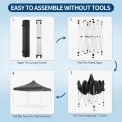 10x10 Patio Pop Up Canopy Tent, Commercial Instant Canopy With Roller Bag And PU Coating Waterproof Fabric, All Season Heavy Duty Sun Shelter -Furniture GUEST f8e6f793 e97f 4f68 92cf cdebe7bc0e2a