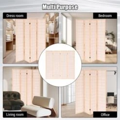 Wooden Room Divider Wall 3 Panel With Holes,5.6FT Tall Room Divider With Shelves,Folding Privacy Screens 67 In For Room Separation Home Office Bedroom -Furniture GUEST f9b0268b 4cd5 4af9 8fa1 912681af5c21