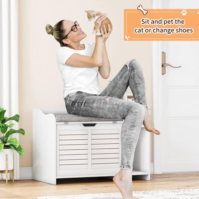 Cat Litter Box Enclosures With Top Opening With Cushion, Litter Box Furniture Hidden, Wooden Cat Washroom Indoor, Privacy Pet House 5 Cat Litter Box Enclosures With Top Opening With Cushion, Litter Box Furniture Hidden, Wooden Cat Washroom Indoor, Privacy Pet House - Image 3