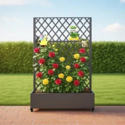 Privacy Screen With Planter Box, 72" H X 47" W Outdoor Privacy Screens And 3-Panels, Garden Decorative Planter Box With Trellis -Furniture GUEST fa78474b e382 47de ab56 4b9318d21415
