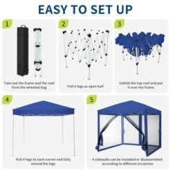 Instant Pop-Up Canopy Tent With Removable Mosquito Netting & 2 Zipper Doors, Portable Outdoor Shelter - Includes Wheeled Carry Bag -Furniture GUEST faf459ff 796a 4166 9ccf 1d6a8a3d4b99