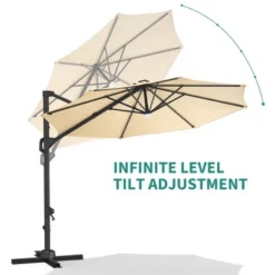 10ft Patio Umbrella Outdoor Heavy Duty Offset Hanging Umbrella 360 Degree Rotation, Easy Tilt Adjustment, Aluminum Frame, Cantilever Hanging -Furniture GUEST fb5f5803 df6e 4f36 ae4d e24f6d9a8efc