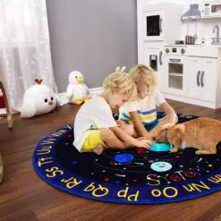 Kids Solar System Rug 4ft Round ¨C Non-Slip Outer Space Play Mat With ABC Alphabet, Ultra Soft Planet Carpet For Nursery, Playroom, Classroom ¨C Blue 11 Kids Solar System Rug 4ft Round ¨C Non-Slip Outer Space Play Mat With ABC Alphabet, Ultra Soft Planet Carpet For Nursery, Playroom, Classroom ¨C Blue -Furniture GUEST fbbc631f 6b86 4000 8774 22523251a9fd