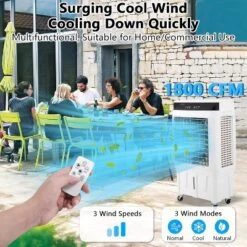 Evaporative Air Cooler, 1800CFM Portable Swamp Cooler With Remote Control, 3 Speeds, 12H Timer & 8.4 Gallon Water Tank, 3-IN-1 Cooling Fan -Furniture GUEST fc1abc37 faa4 4a48 92ba 7ab3bf851f8c