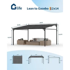 Gazebo, Patio 10x10 Ft Wall Mounted Lean To - Heavy Duty Hardtop Pergola, Sloped Roof For Porch, Deck, Backyard (Dark Brown) -Furniture GUEST fc61978f 9611 4fdb 9b45 f99032065085